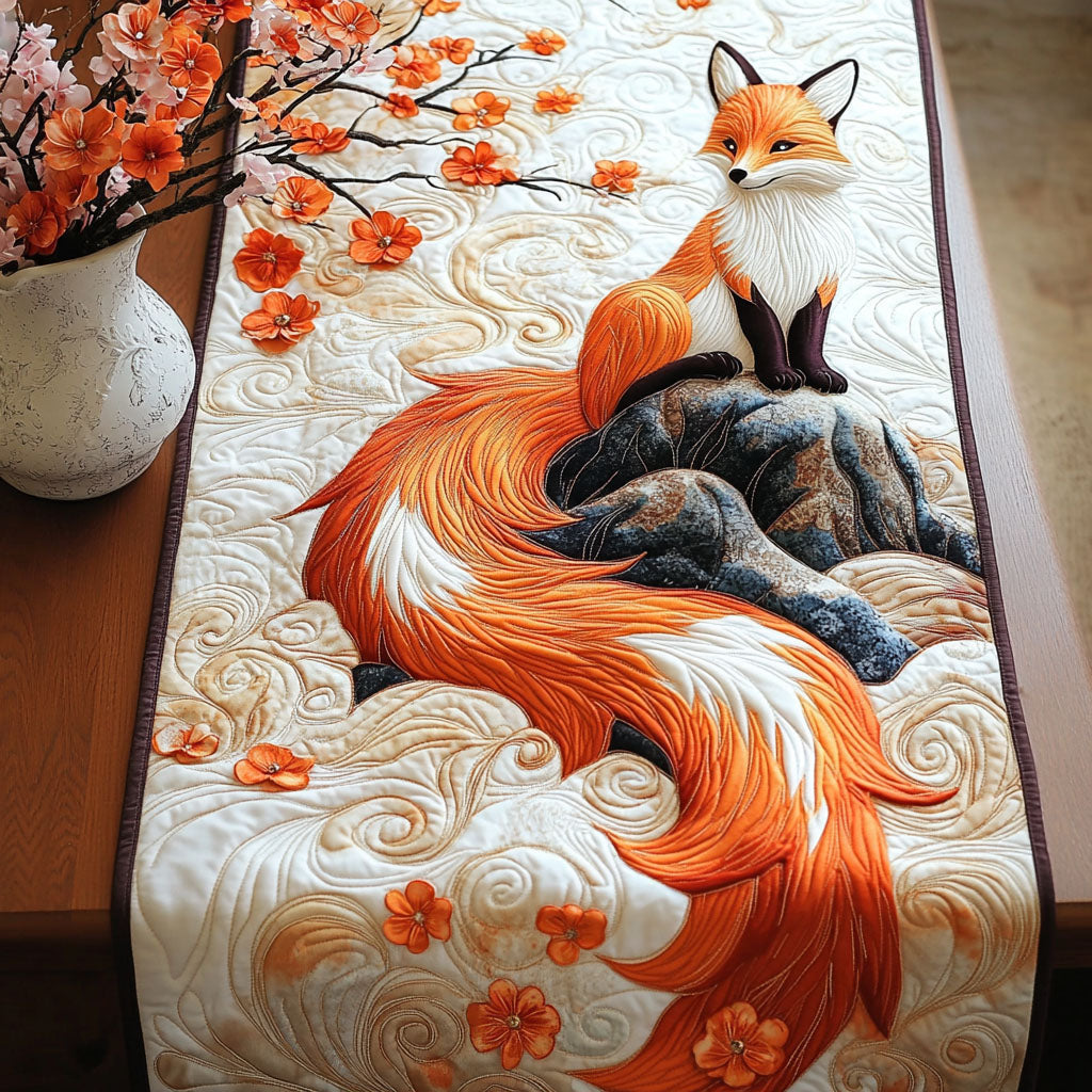 Sacred Fox Quilted Table Runner Kitchen Table Decor Best Unique Gifts For Fox Lovers