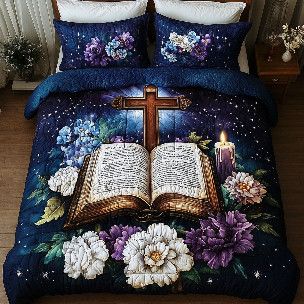 Sacred Garden Quilted Bedding Set Bed Decorations Jesus Christmas Gifts