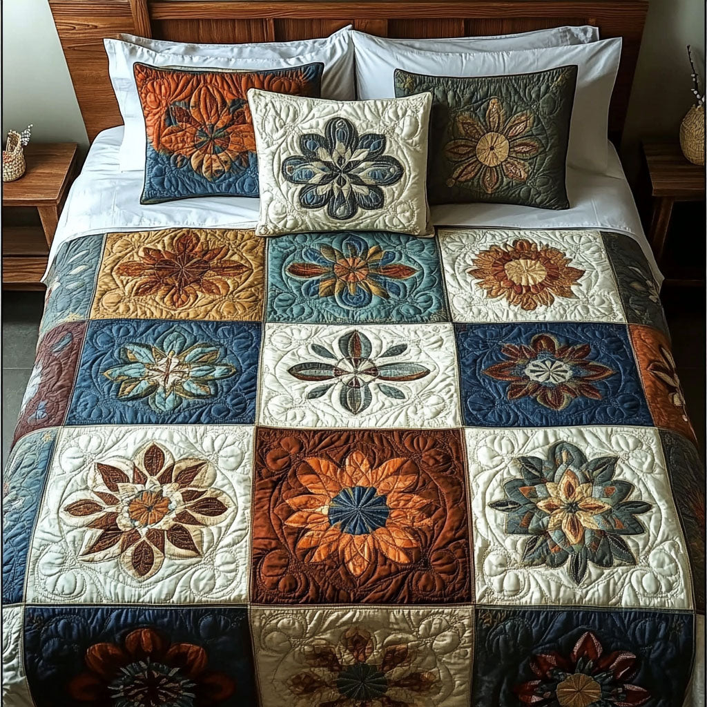 Sacred Geometry Quilted Bedding Set Trendy Bedding Set for Bedroom Makeover