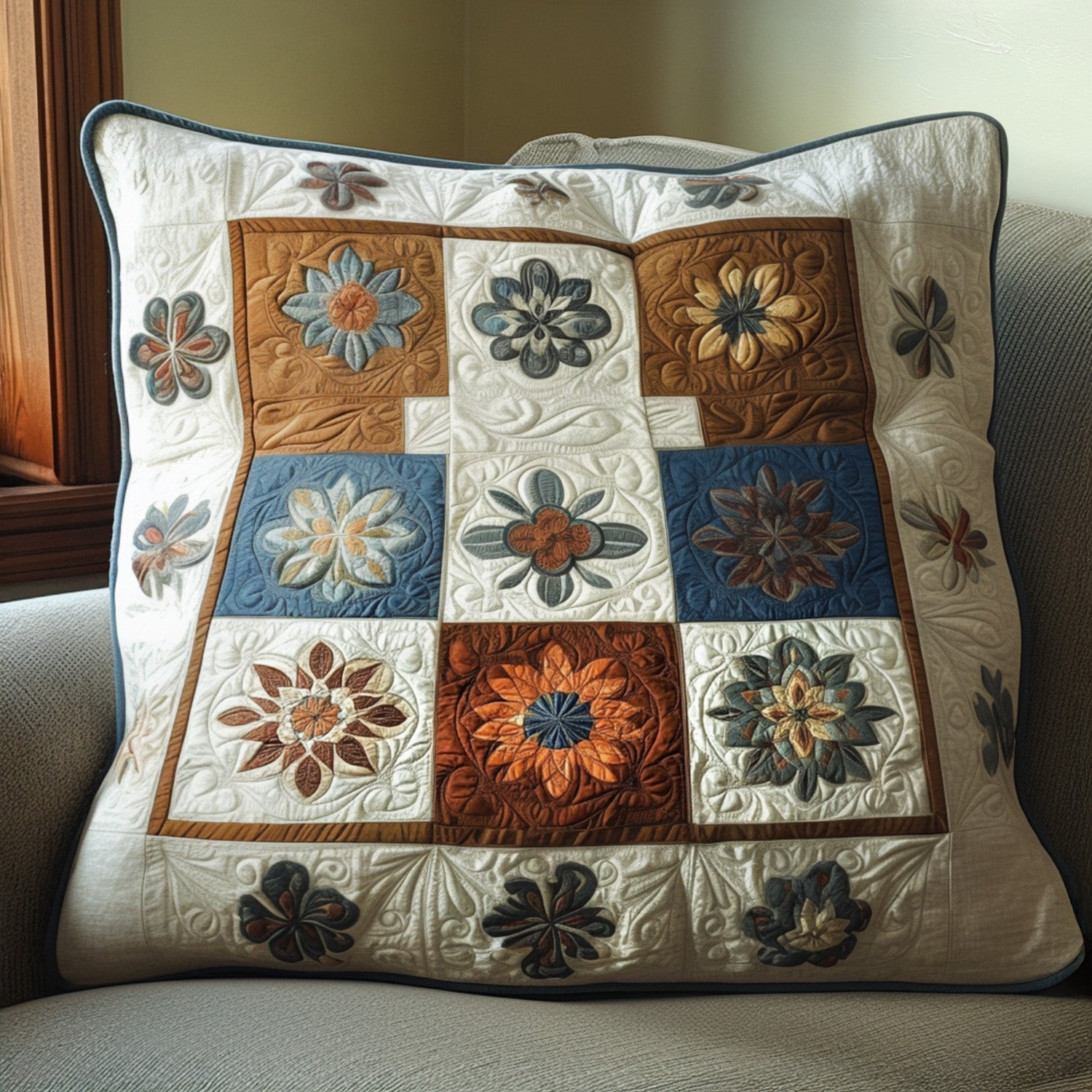 Sacred Geometry Quilted Pillow Case Santa Christmas Pillow Cover