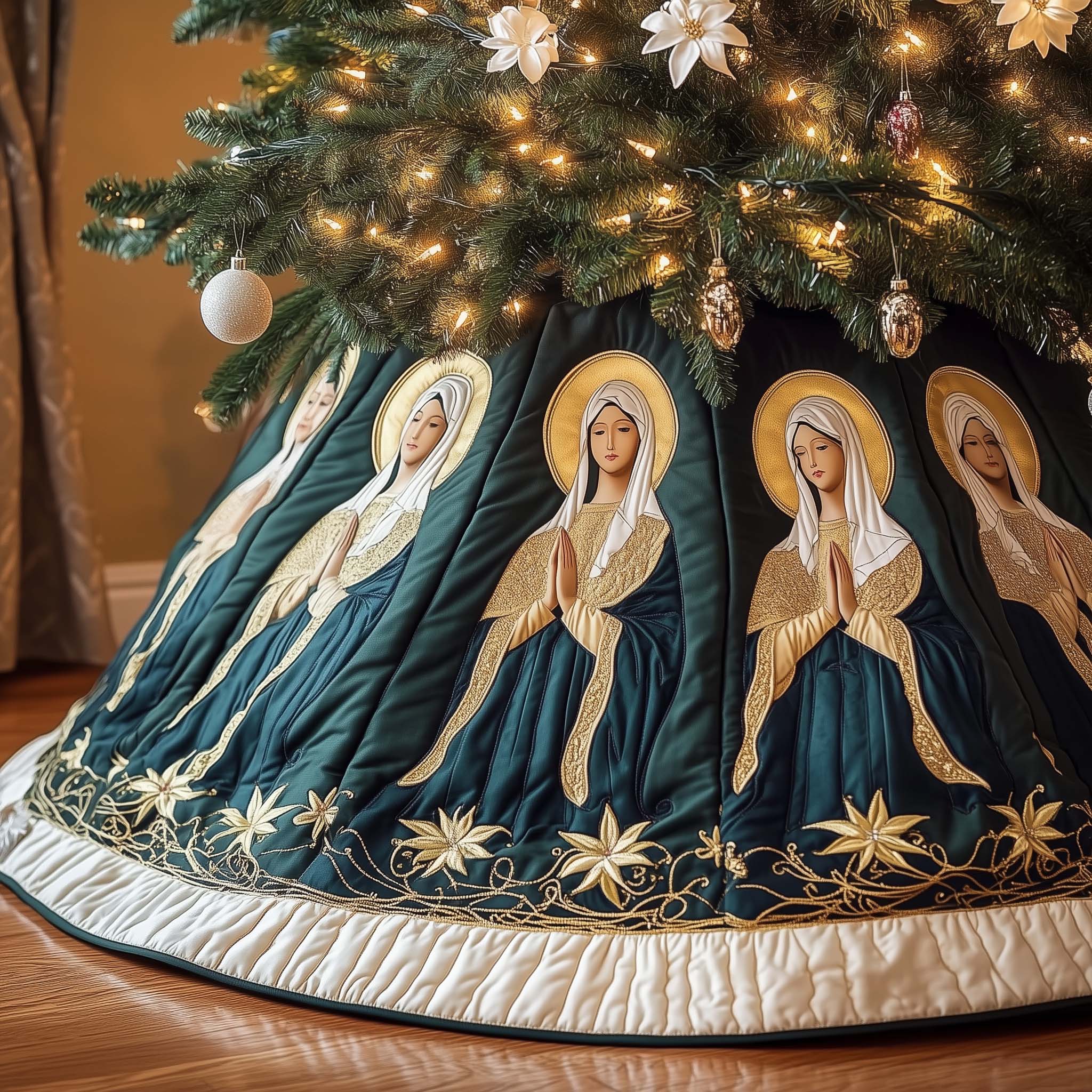Sacred Grace Quilted Tree Skirt Faith Decor Items For Christian Women