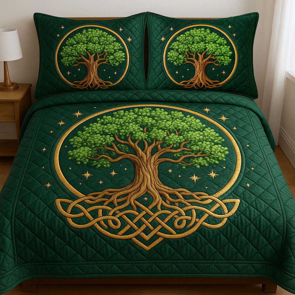 Sacred Growth Quilted Bedding Set Bedspread Set Tree Of Life Gifts For Women