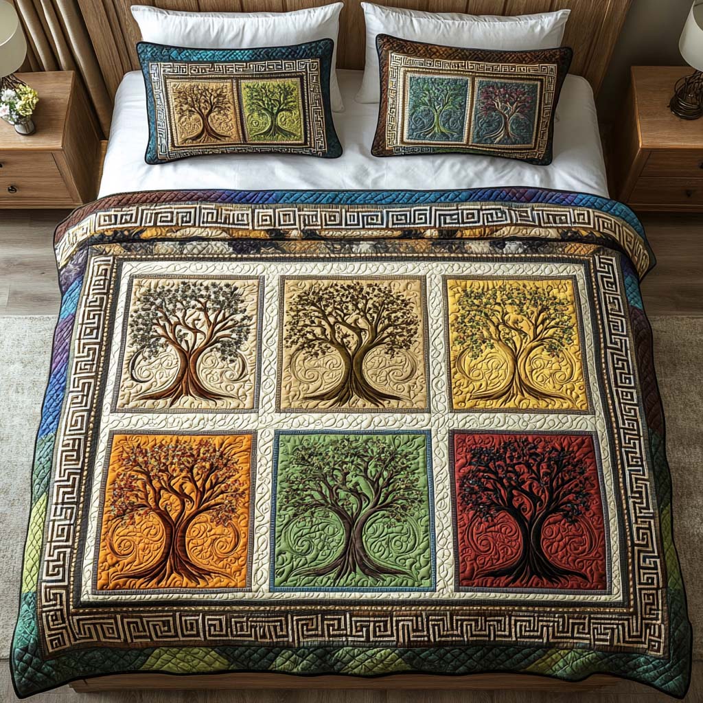 Sacred Growth Quilted Bedding Set Duvet Cover Bed Sheet Set Tree Of Life Gifts For Men