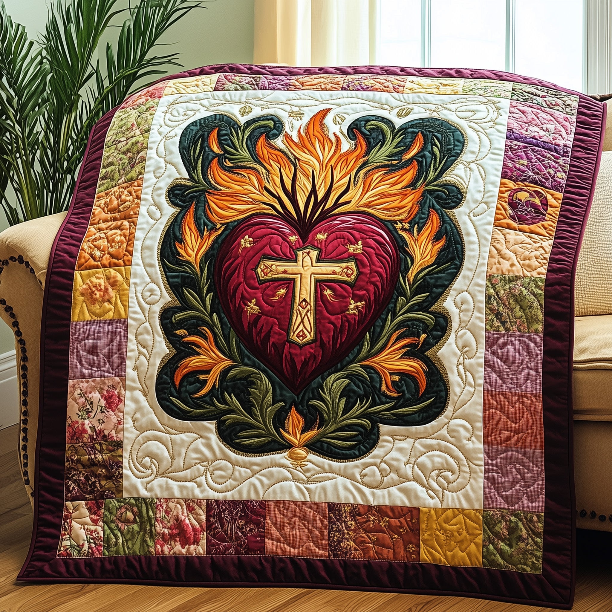 Sacred Heart of Grace Quilted Blanket Merchandise Throw BlanketChristmas Presents For Mom From Daughter