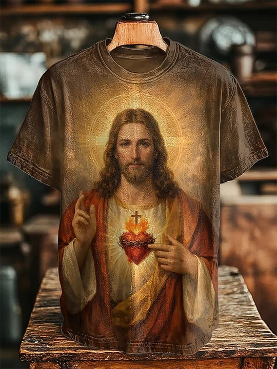 Sacred Heart Of Jesus T-Shirt Religious Faith Artwork Christian Clothing Best Gift For Believers