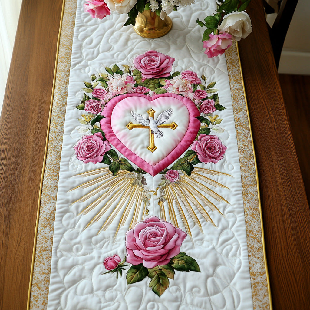 Sacred Heartlight Quilted Table Runner Dinner Table Decorations Christmas Gifts For Religious Woman
