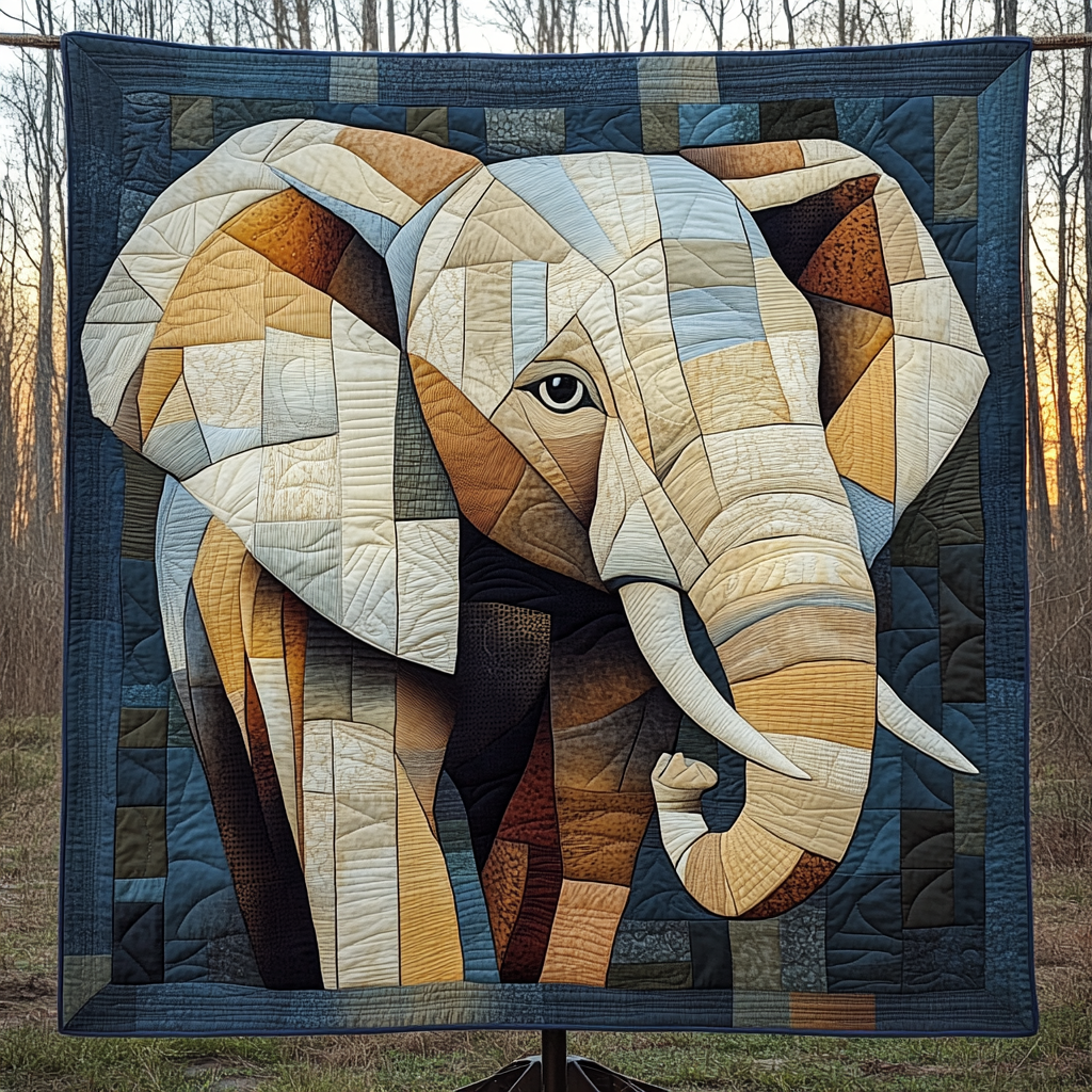 Sacred Herd of Strength Quilted Blanket Presents For Elephant Lovers