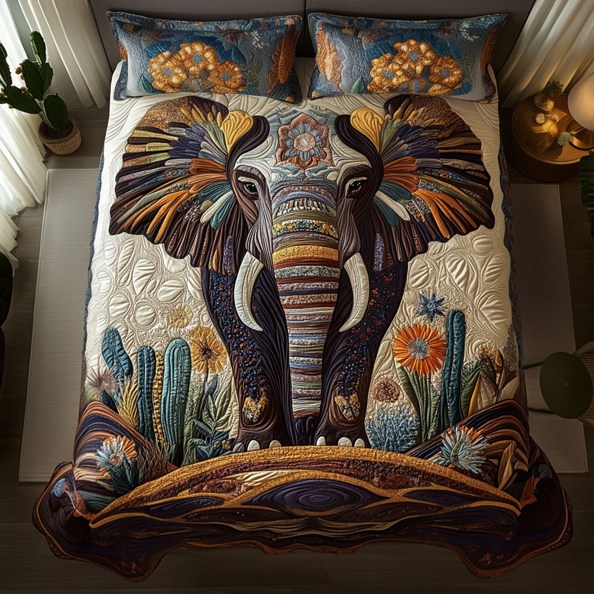 Sacred Herd Quilted Bedding Set Cute Room Decor Native American Themed Gifts For Her