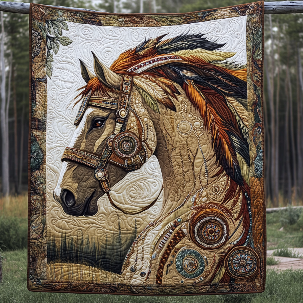 Sacred Hoof Quilted Blanket Native American Blanket Christmas Presents For Horse Lovers