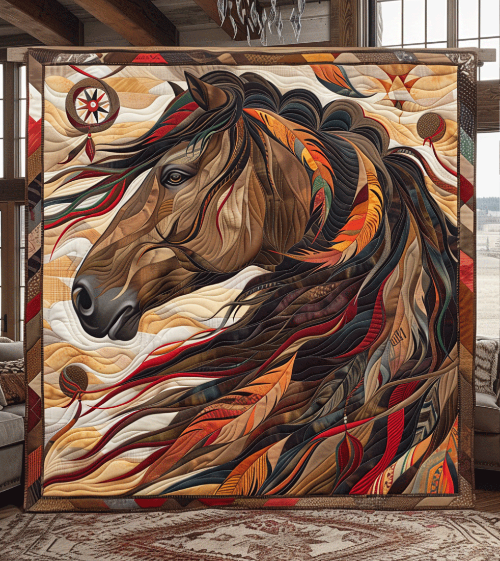 Sacred Hoofbeats Quilted Blanket Horse Present Ideas