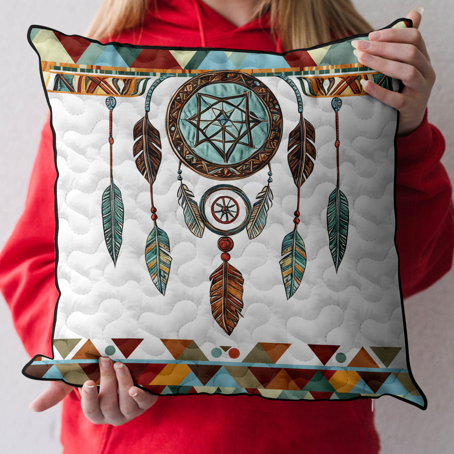 Sacred Hoop Quilted Pillow Case Throw Pillow Case Covers Native American Themed Gifts