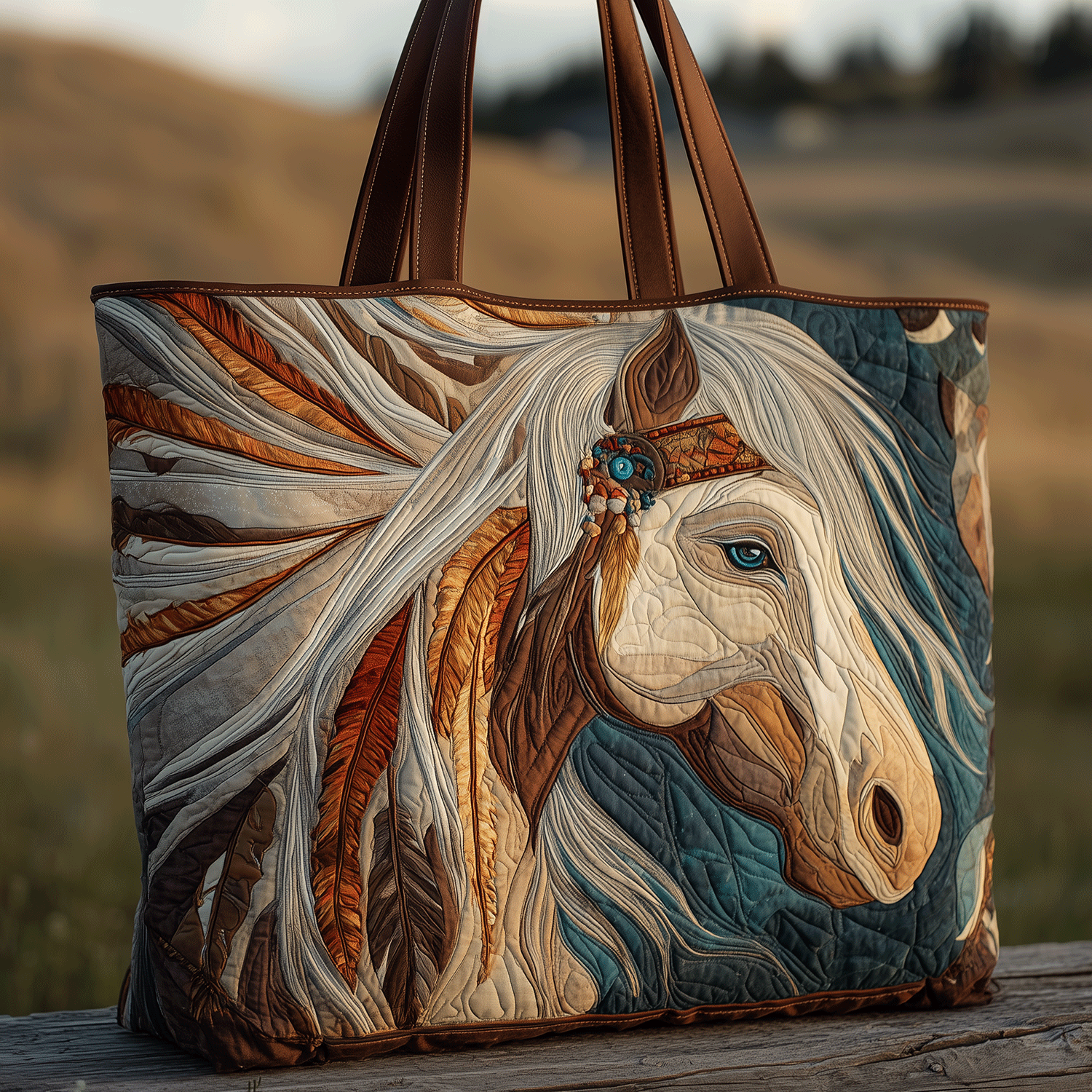 Sacred Horse Trail Quilted Tote Bag Equestrian Christmas Gifts