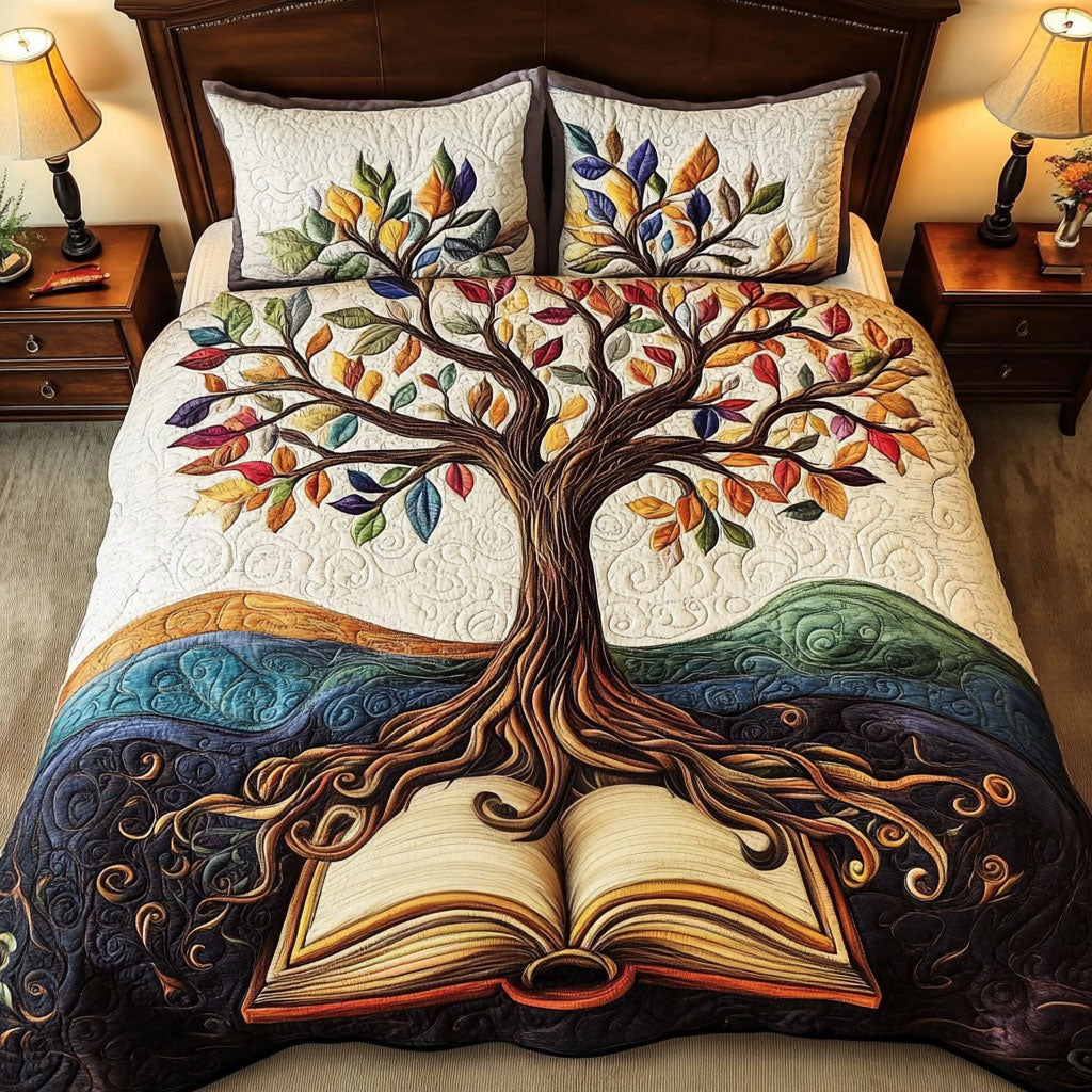 Sacred Leaves of Learning Quilted Bedding Set Best Comforter Sets Tree Of Life Gifts For Men