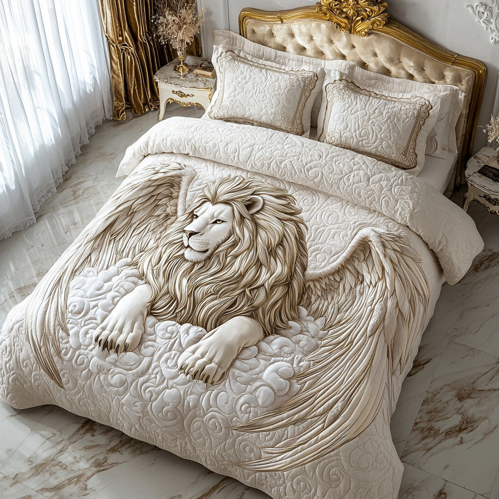 Sacred Lion Quilted Bedding Set Bedspread Set Lion Gifts For Him Her