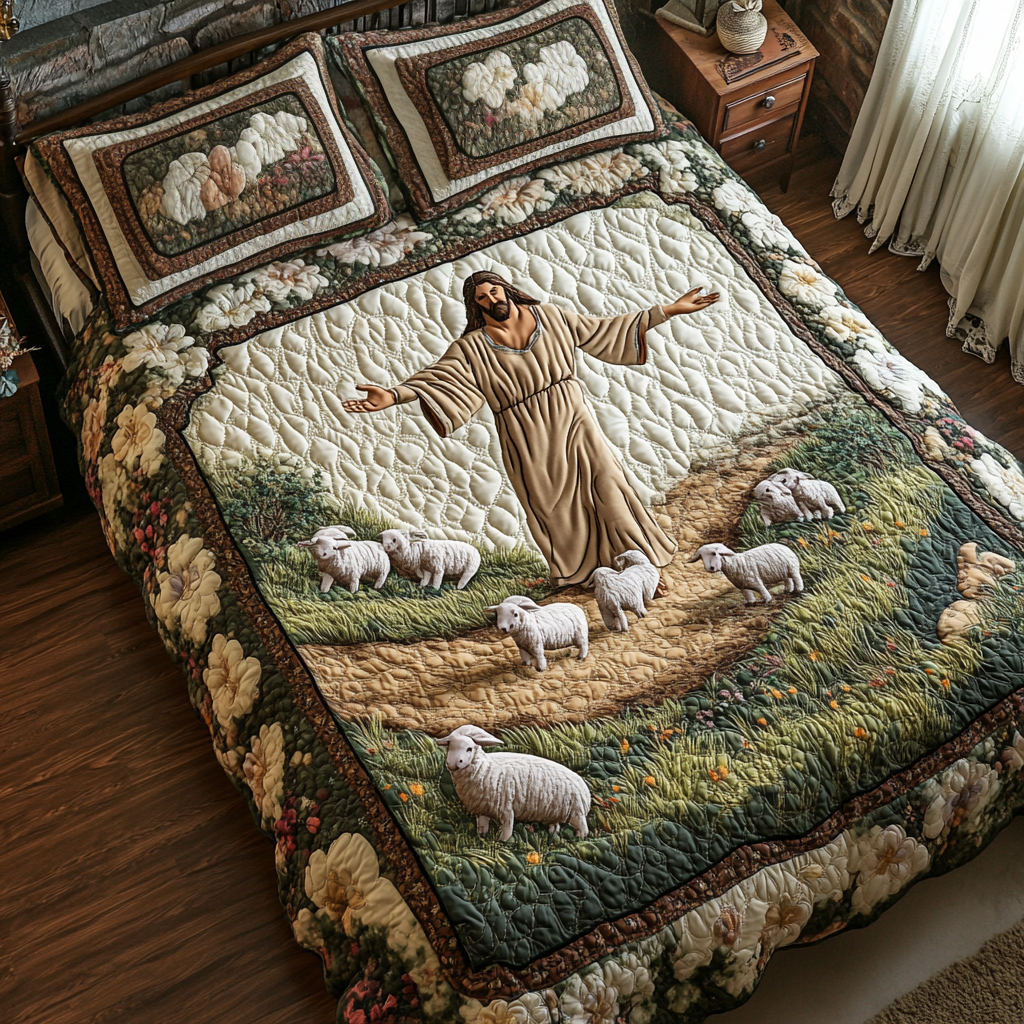 Sacred Love Quilted Bedding Set Duvet Cover Bed Sheet Set Christian Gifts For Women