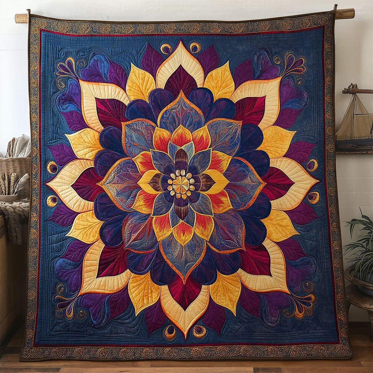 Sacred Mandala Star Quilt Luxury Quilt Blanket Gift for Elegant Interiors