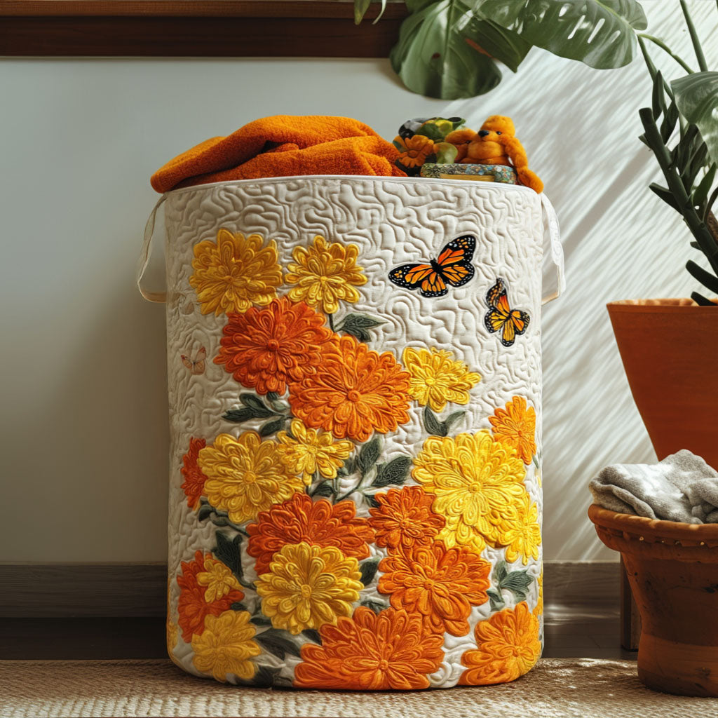 Sacred Marigold Quilted Laundry Basket Must-Have Home Essential