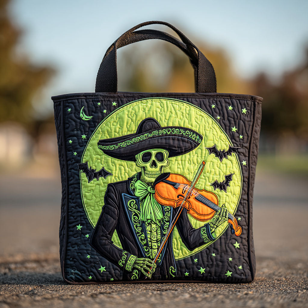 Sacred Melody Quilted Tote Bag Themed Skull Gifts For Him Her