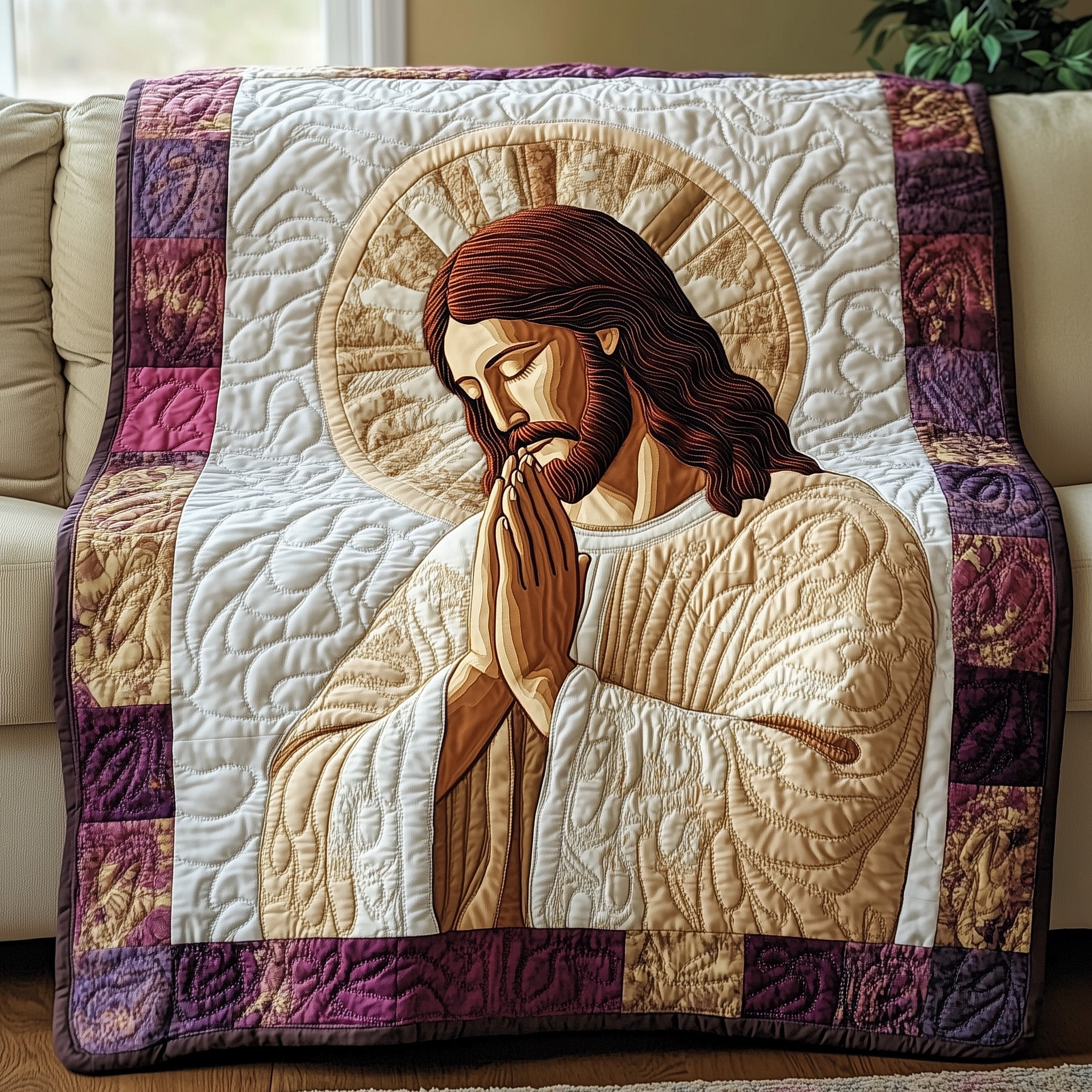 Sacred Moments of Prayer Quilted Blanket Cute Bed BlanketCute Easter Gifts