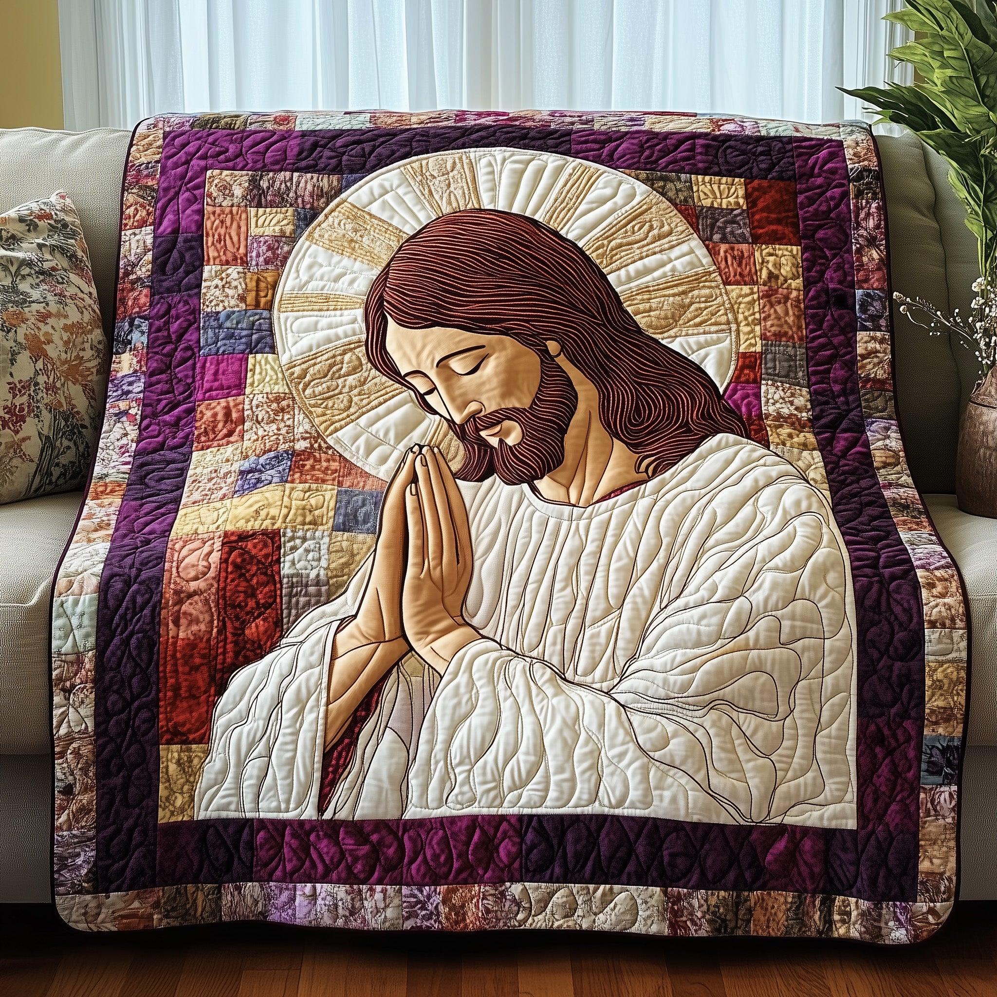 Sacred Moments of Prayer Quilted Blanket Cute Bed BlanketHappy Easter Holiday gifts