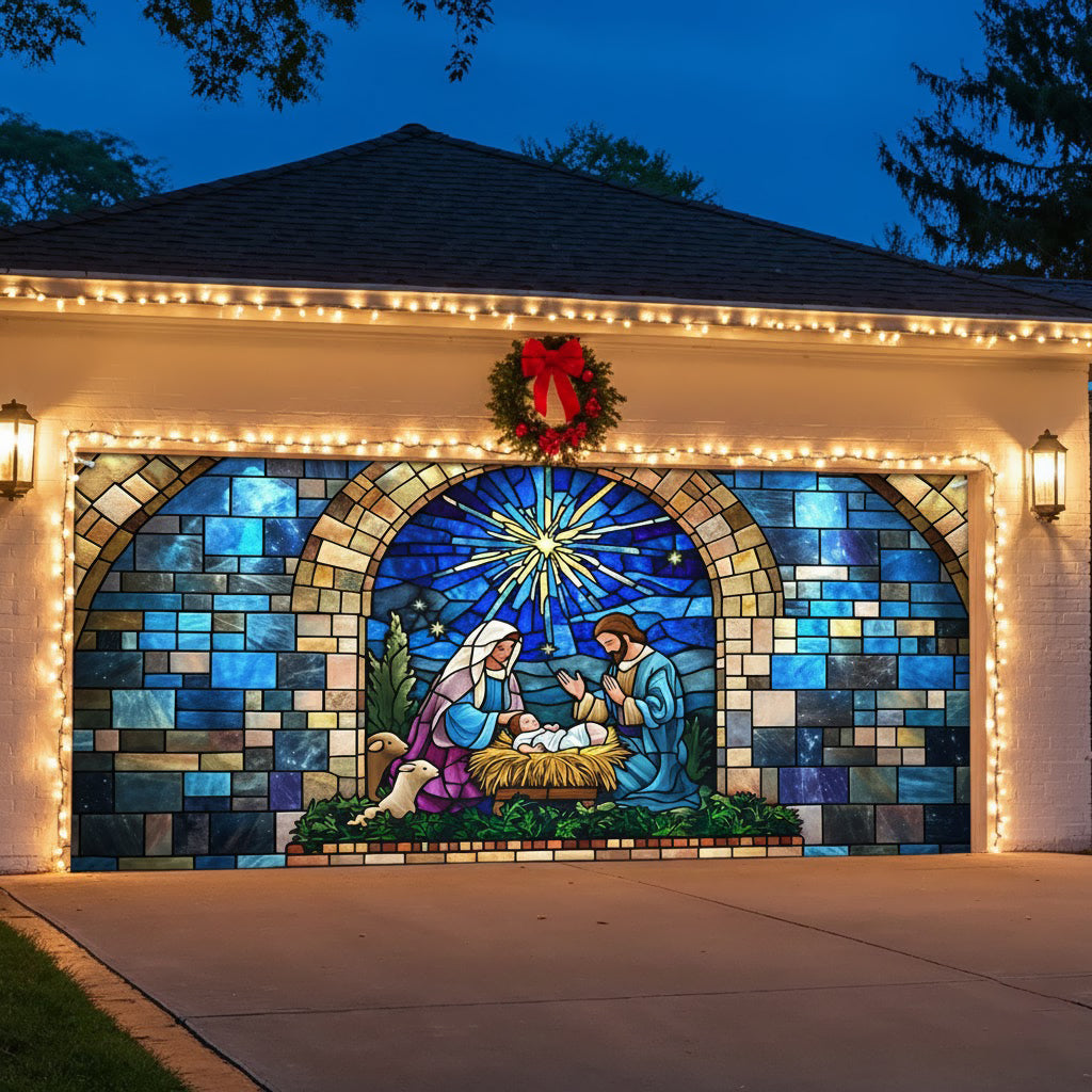 Sacred Nativity Panel Garage Door Banner Outdoor Xmas Decorations Christian Christmas Gifts