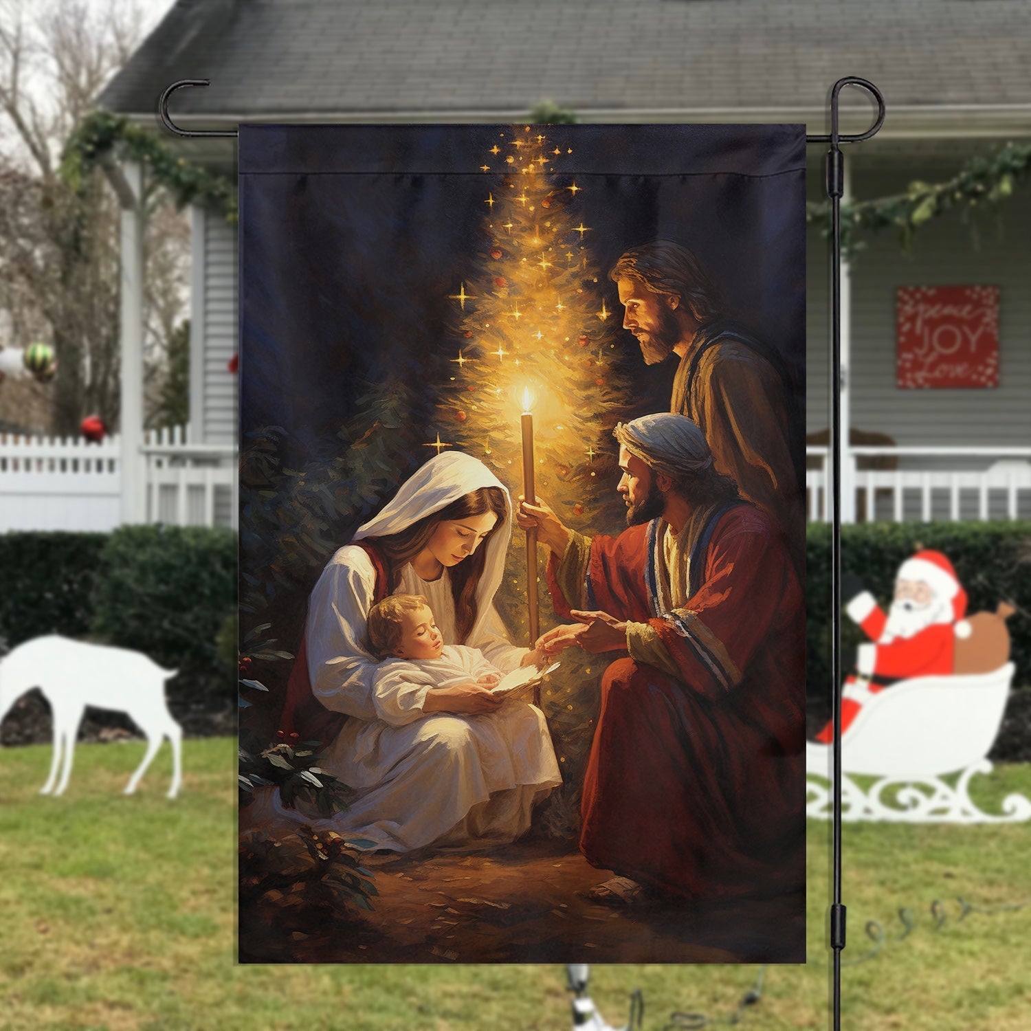 Sacred Night Of Light Christians Xmas Garden Flag Nativity Merch Christians Flag Gift