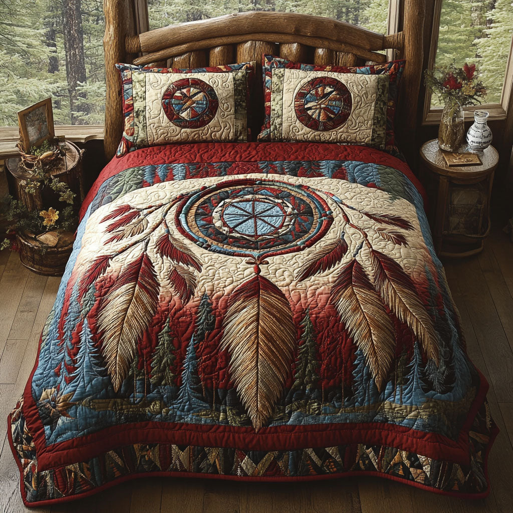 Sacred Night Web Quilted Bedding Set Best Bed Sheet Set Native American Gifts For Men Women