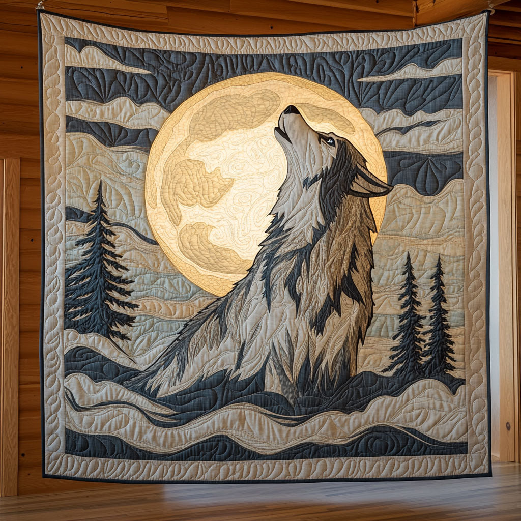 Sacred Night Wolf Quilt Charming Quilt Blanket Gift for Festive Spirit