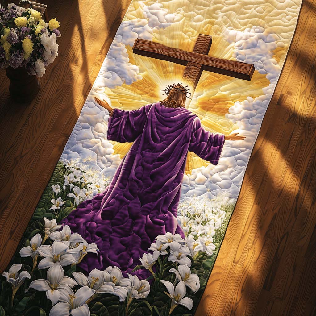 Sacred Path Quilted Table Runner Christmas Themed Table Runner Presents For Christians