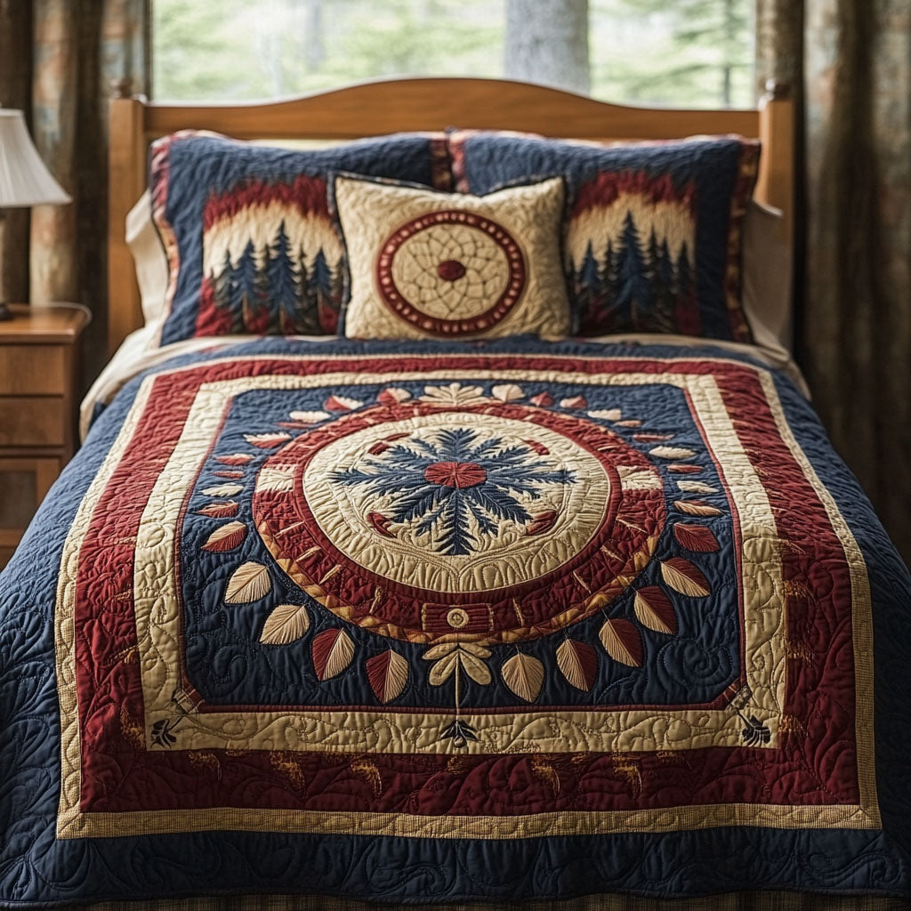 Sacred Protection Quilted Bedding Set Bedspread Set Native American Christmas Gift Ideas