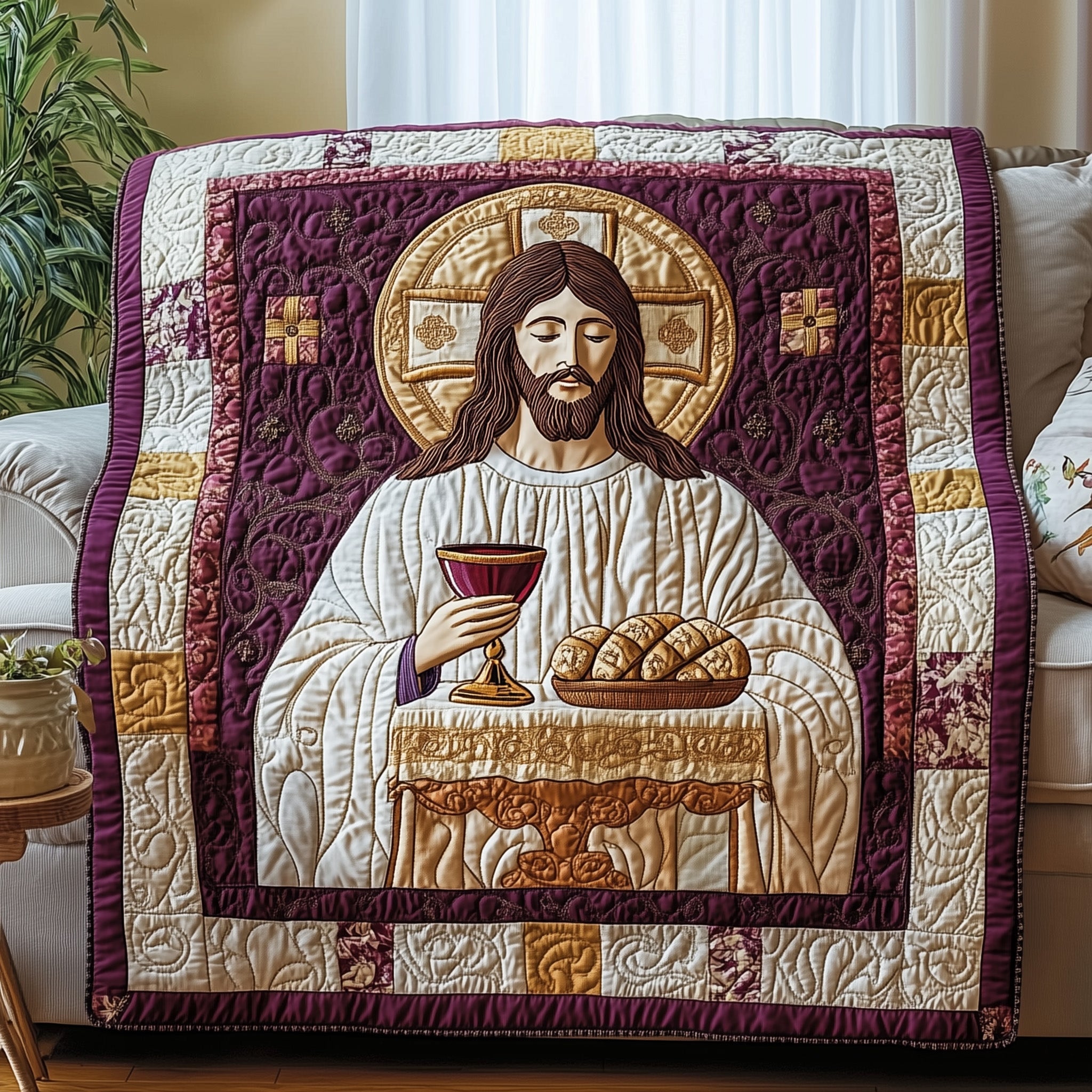 Sacred Reflections Quilted Blanket Cute Bed BlanketModern Easter Gifts