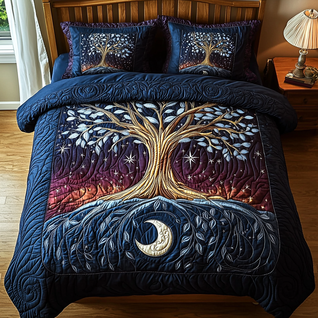 Sacred Roots Quilted Bedding Set Cozy Bedroom Decor Tree Of Life Gifts For Grangarents