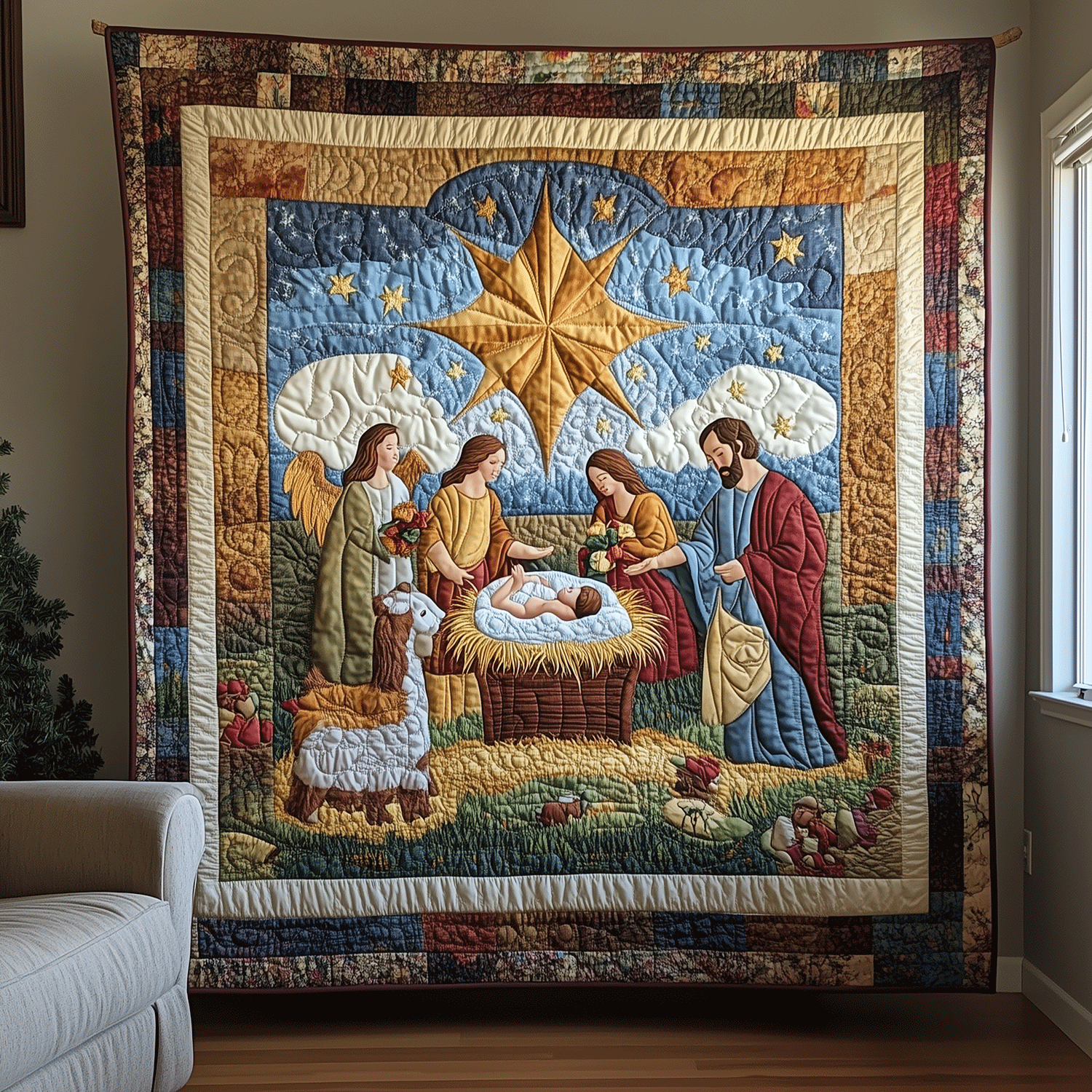 Sacred Scene Quilted Blanket Unique Religious Gifts