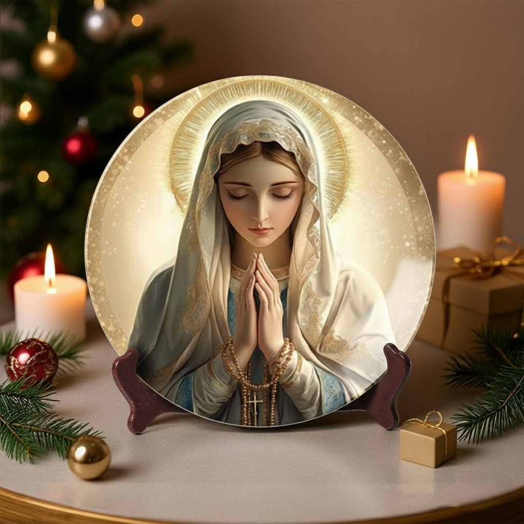 Sacred Serenity - Praying Virgin Mary Christmas Ceramic Plate Gift Blessing For My Sister
