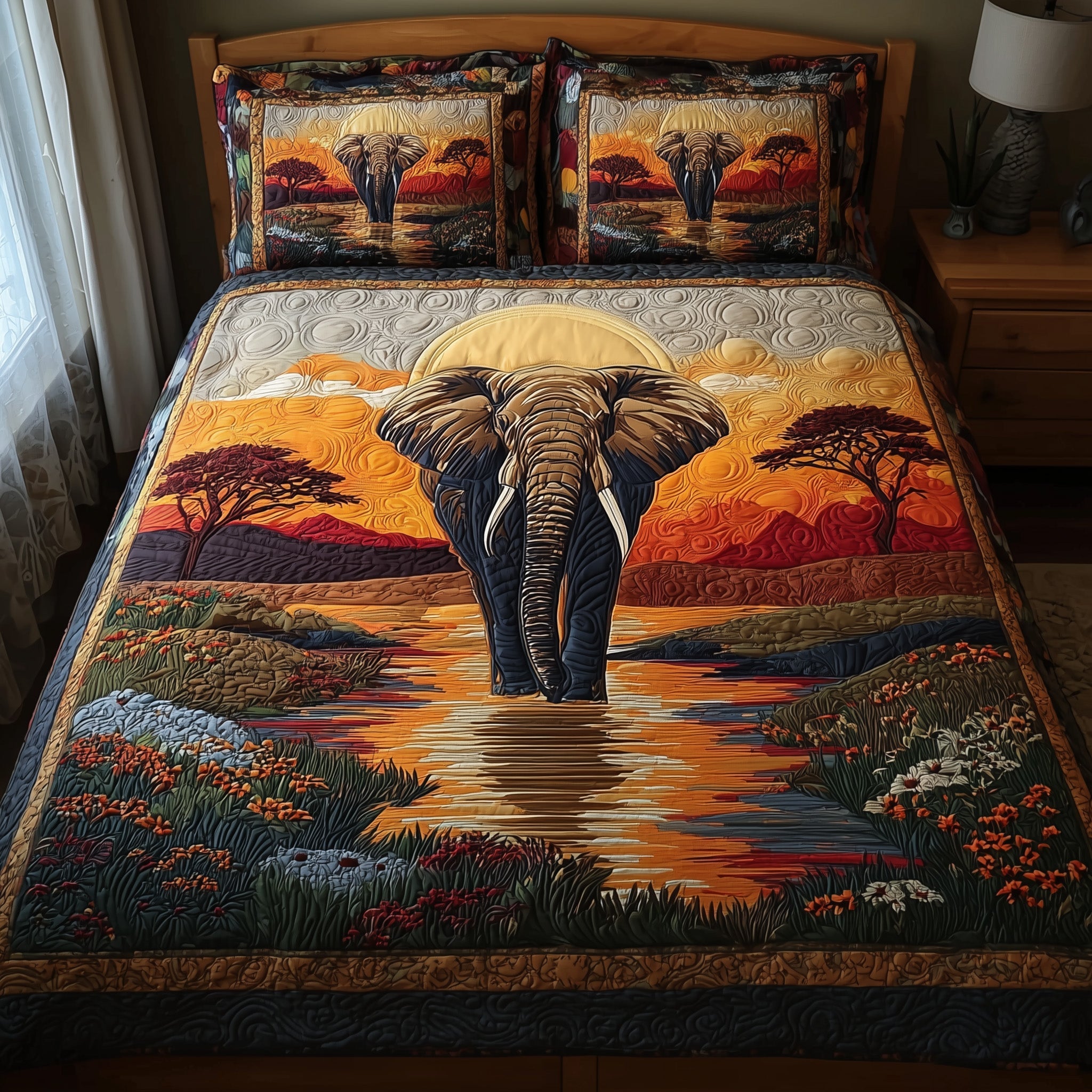 Sacred Soil Wanderer Quilted Bedding Set Cotton Sateen