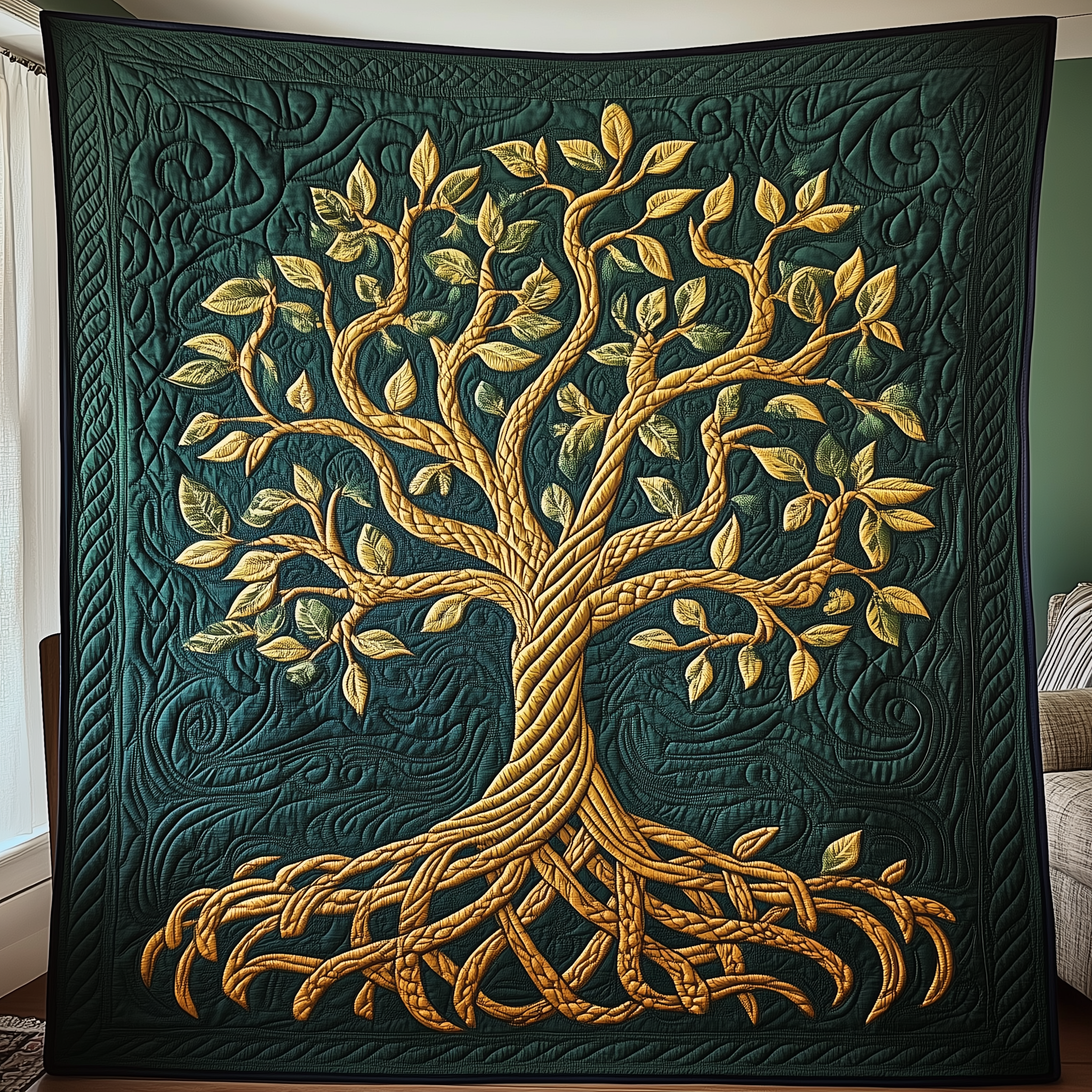 Sacred Tree of Life Quilted Blanket Norse Celtic Tree Of Life Gifts For Grangarents