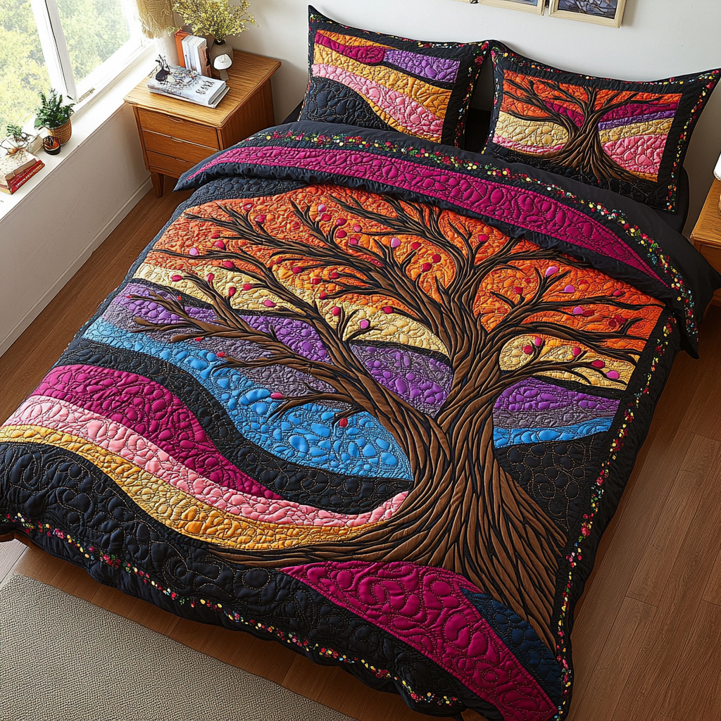 Sacred Tree Quilted Bedding Set Cool Bedroom Decor Tree Of Life Christmas Gifts