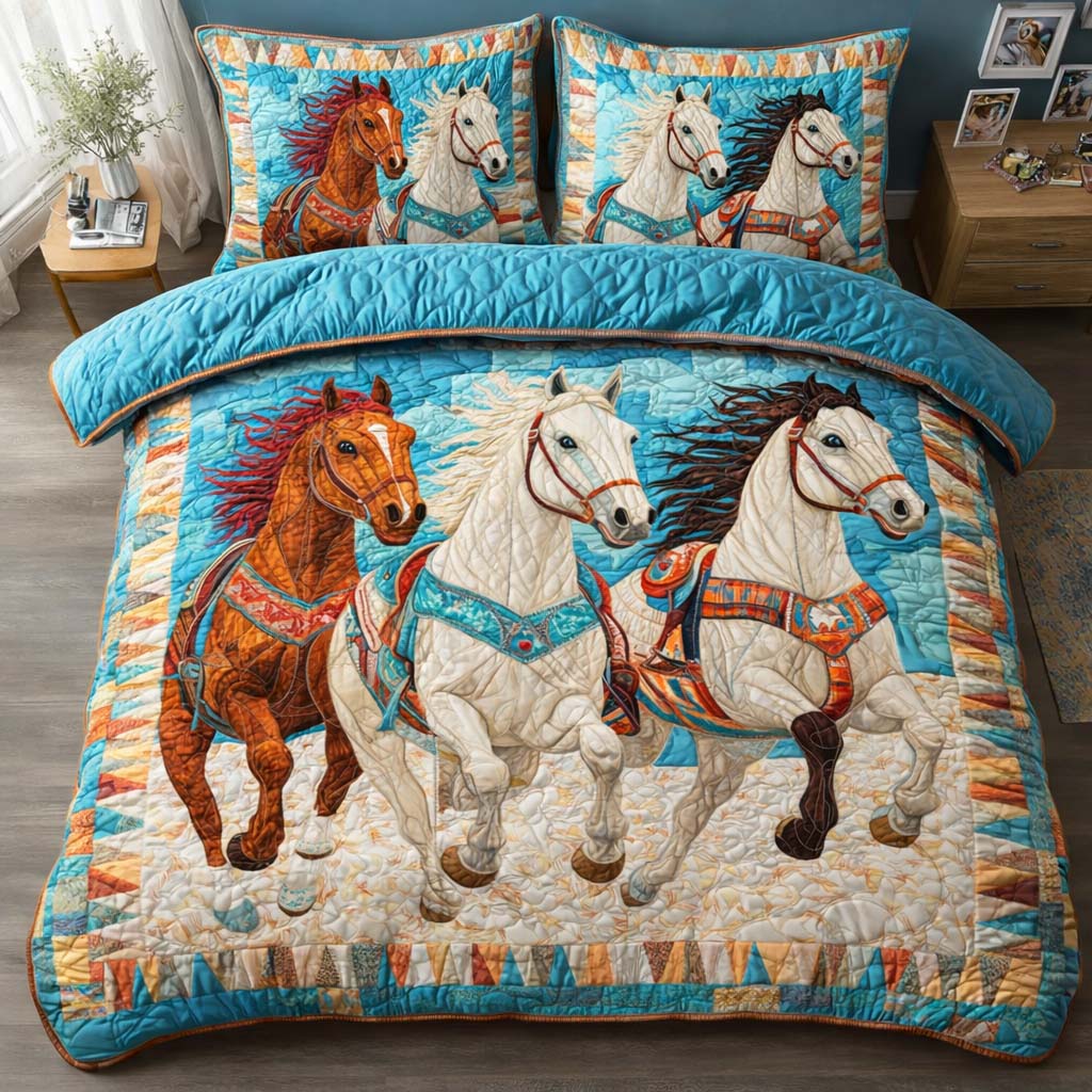 Sacred Trio Quilted Bedding Set Religious Faith Bedroom Decor Best Gift For Christians
