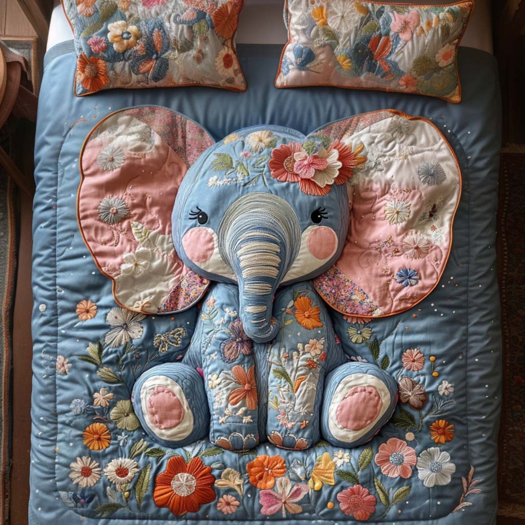 Sacred Tusks Quilted Bedding Set Bed Decor Elephant Related Gifts