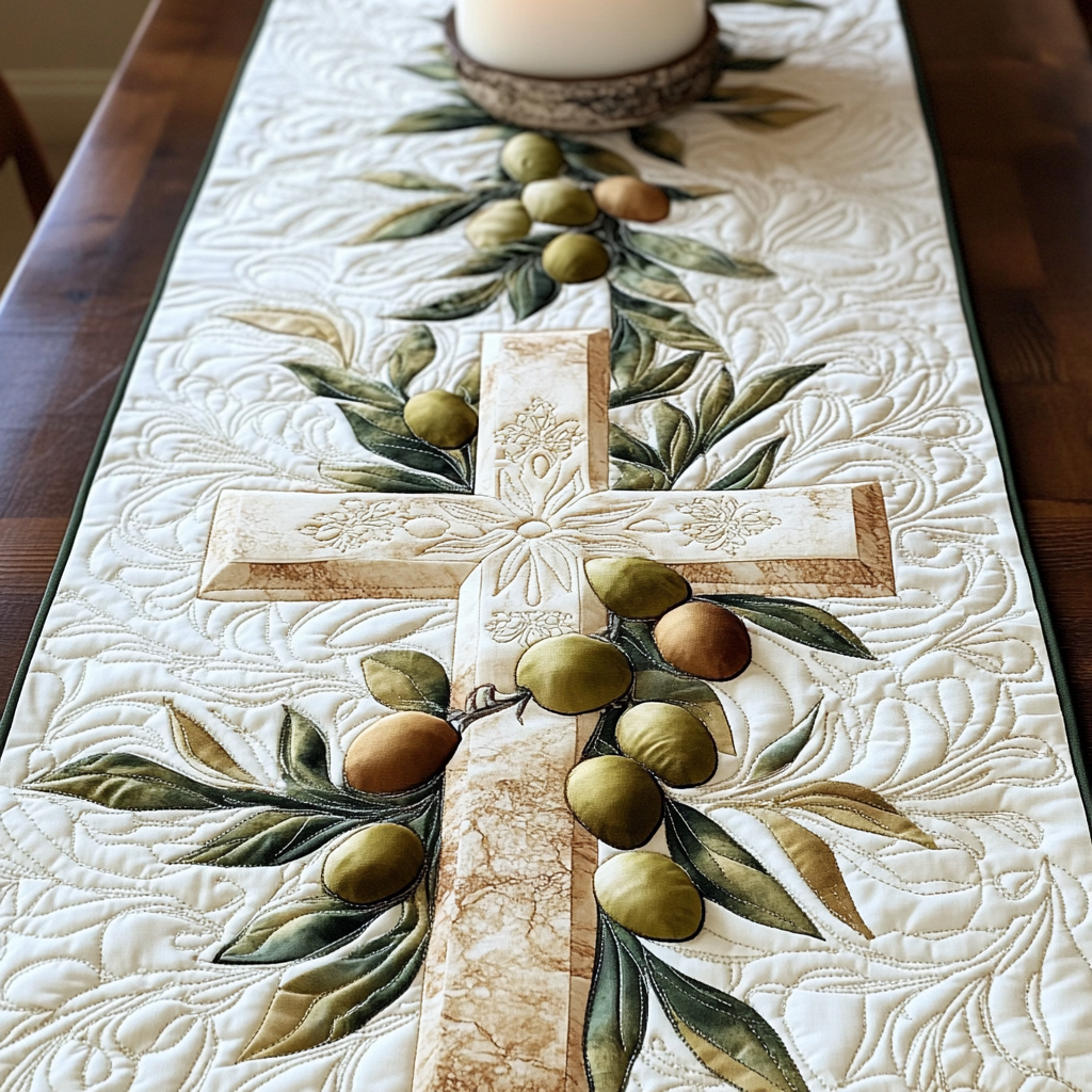 Sacred Vine Quilted Table Runner Dining Room Table Decor Christian Gift Idea