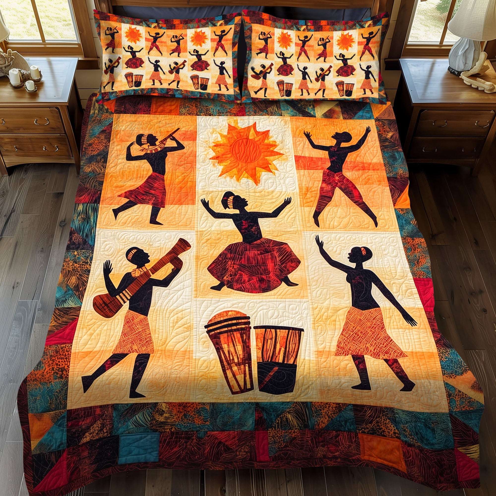 Sacred Warriors Quilted Bedding Set Duvet Cover Bed Sheet Set Native American Gifts For Him