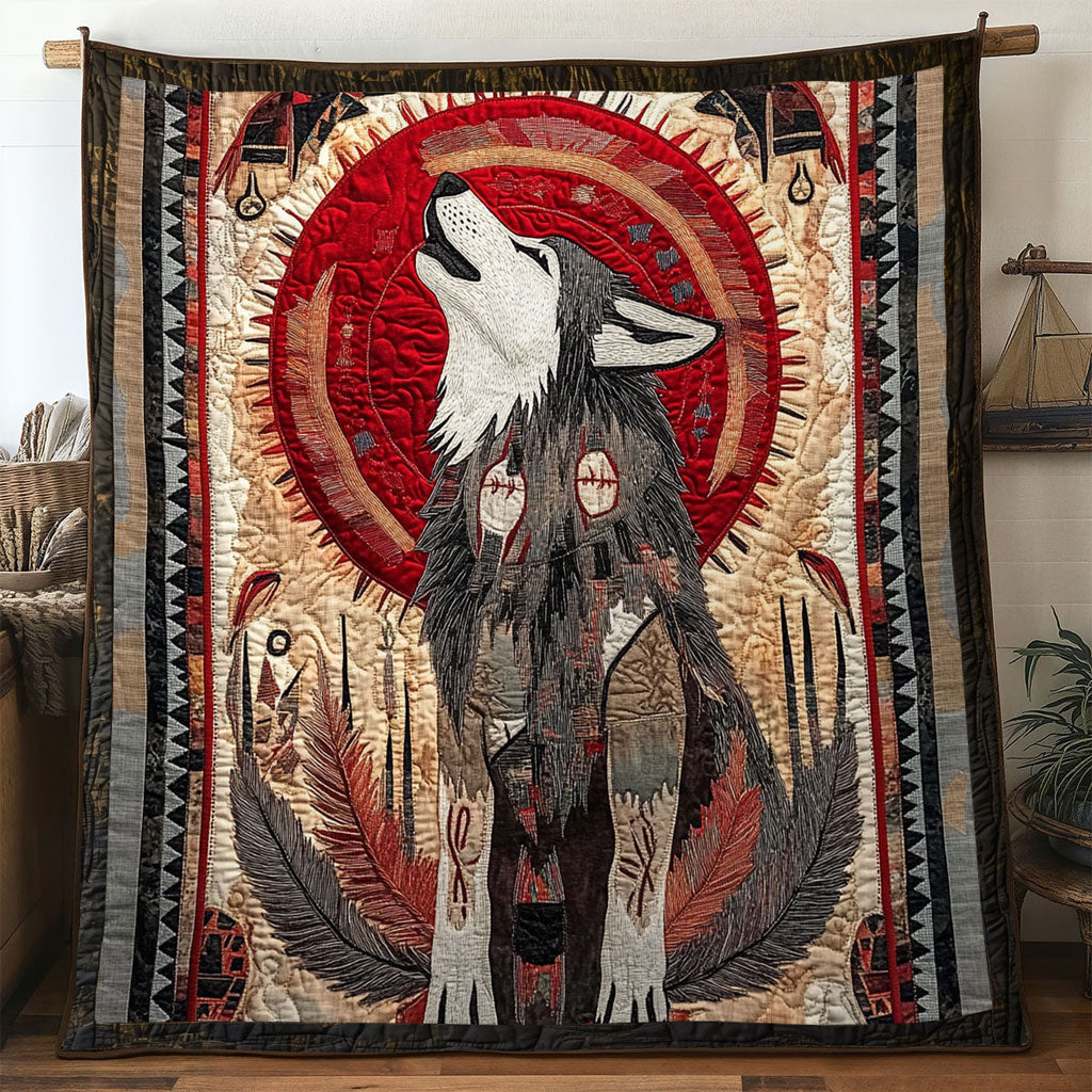 Sacred Wolf Quilt Home Essential Gift Cozy Quilt Blanket