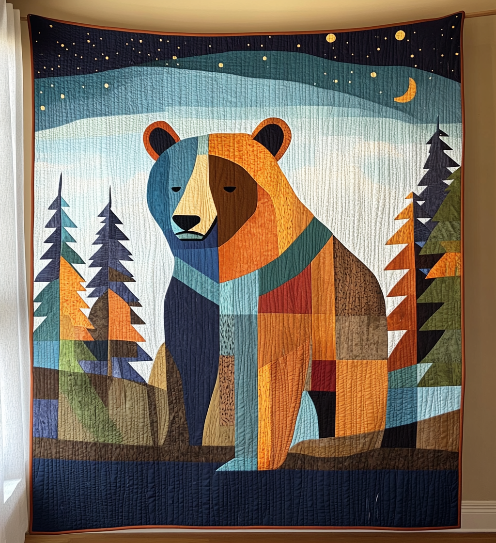 Sad Bear Quilted Blanket Native American Gifts