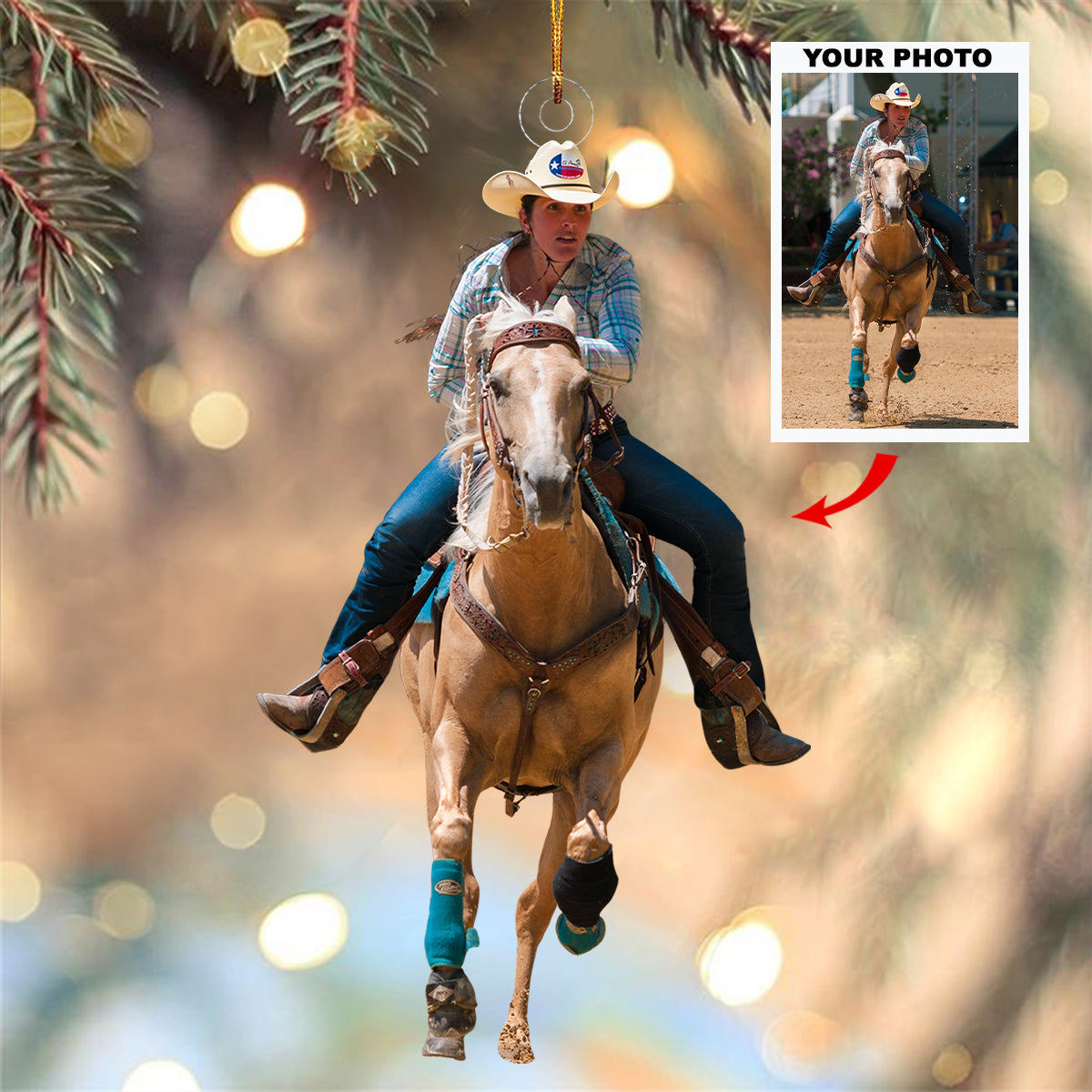 Saddle Dreams Personalized Photo Mica Ornament Christmas Gift For Equestrian Members