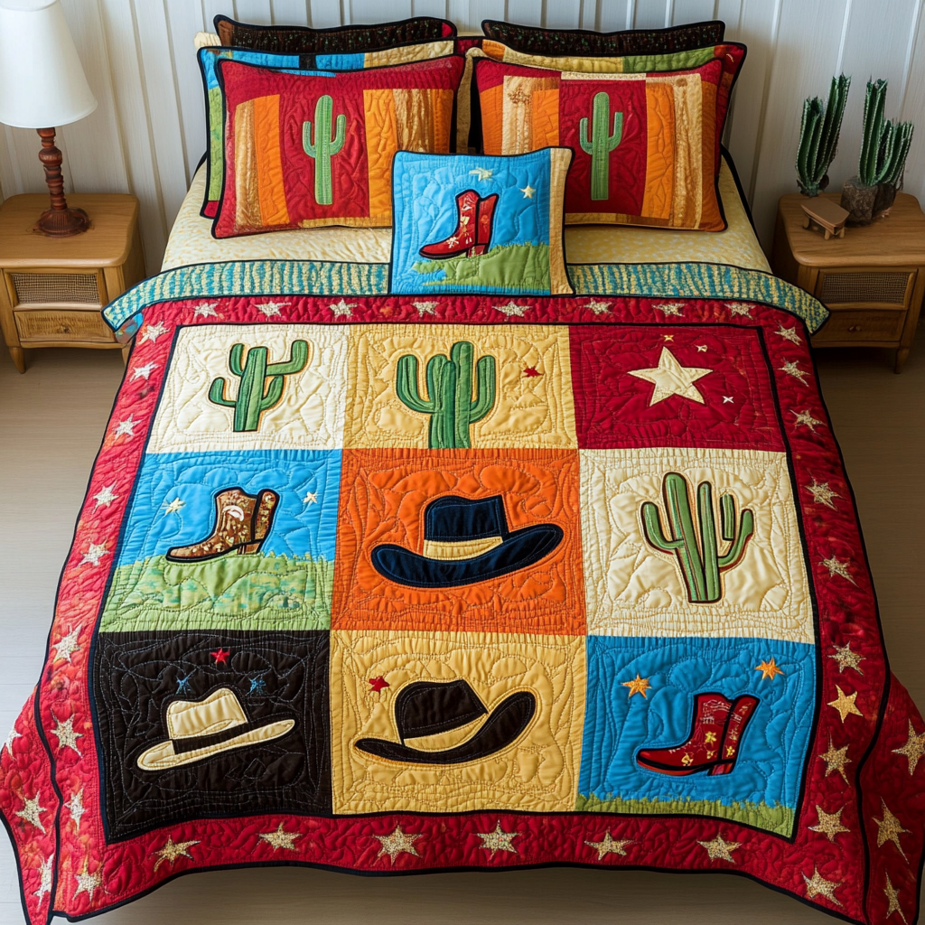Saddle Spirit Quilted Bedding Set Best Bedspread Set Cowboy Theme Gifts