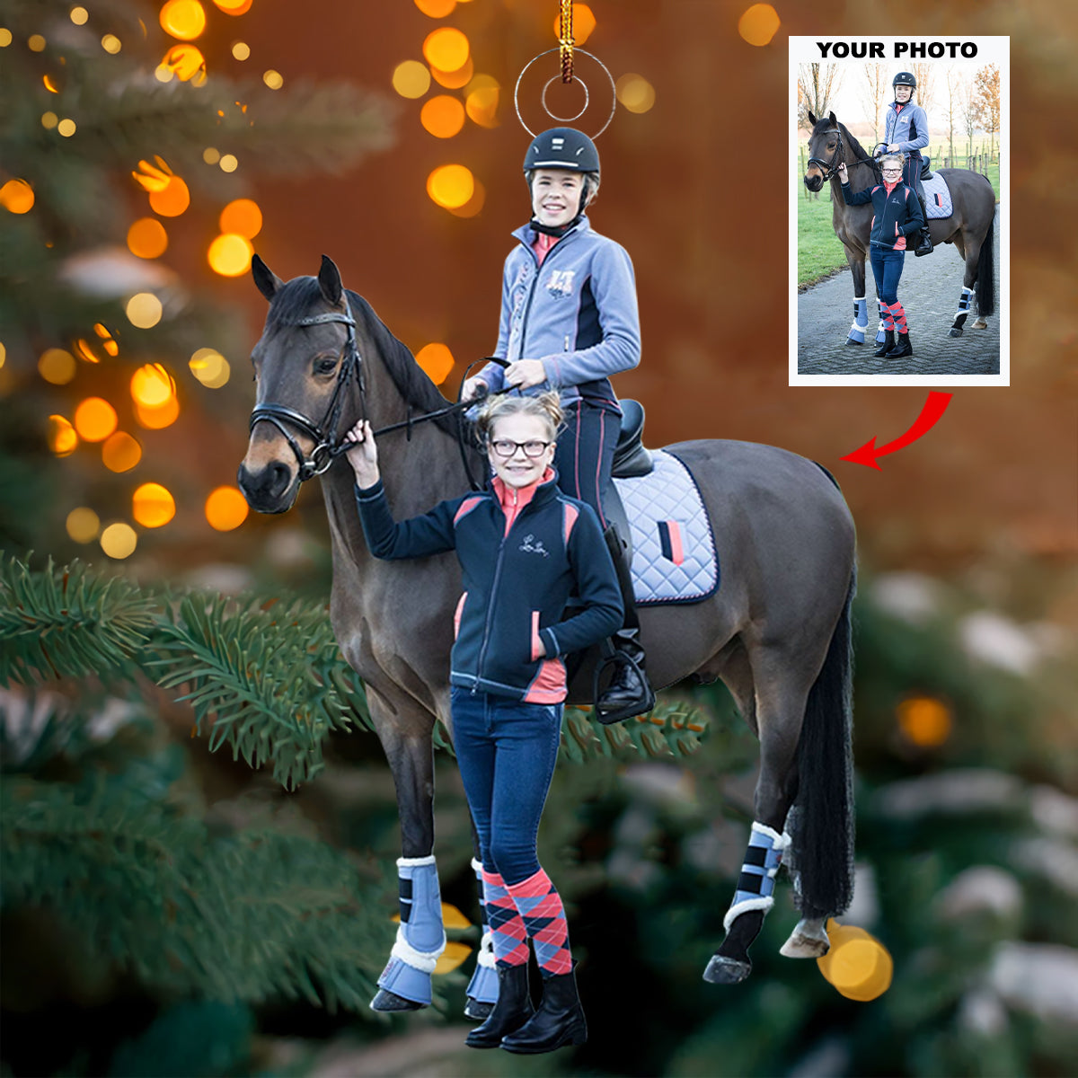 Saddle Star Personalized Photo Mica Ornament Christmas Gift For Horse Lovers Family Me