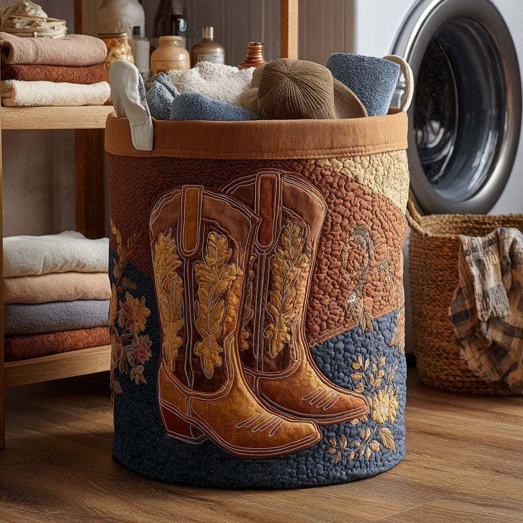 Saddle Sunset Quilted Laundry Basket Portable Quilted Hamper for Easy Carrying and Storage