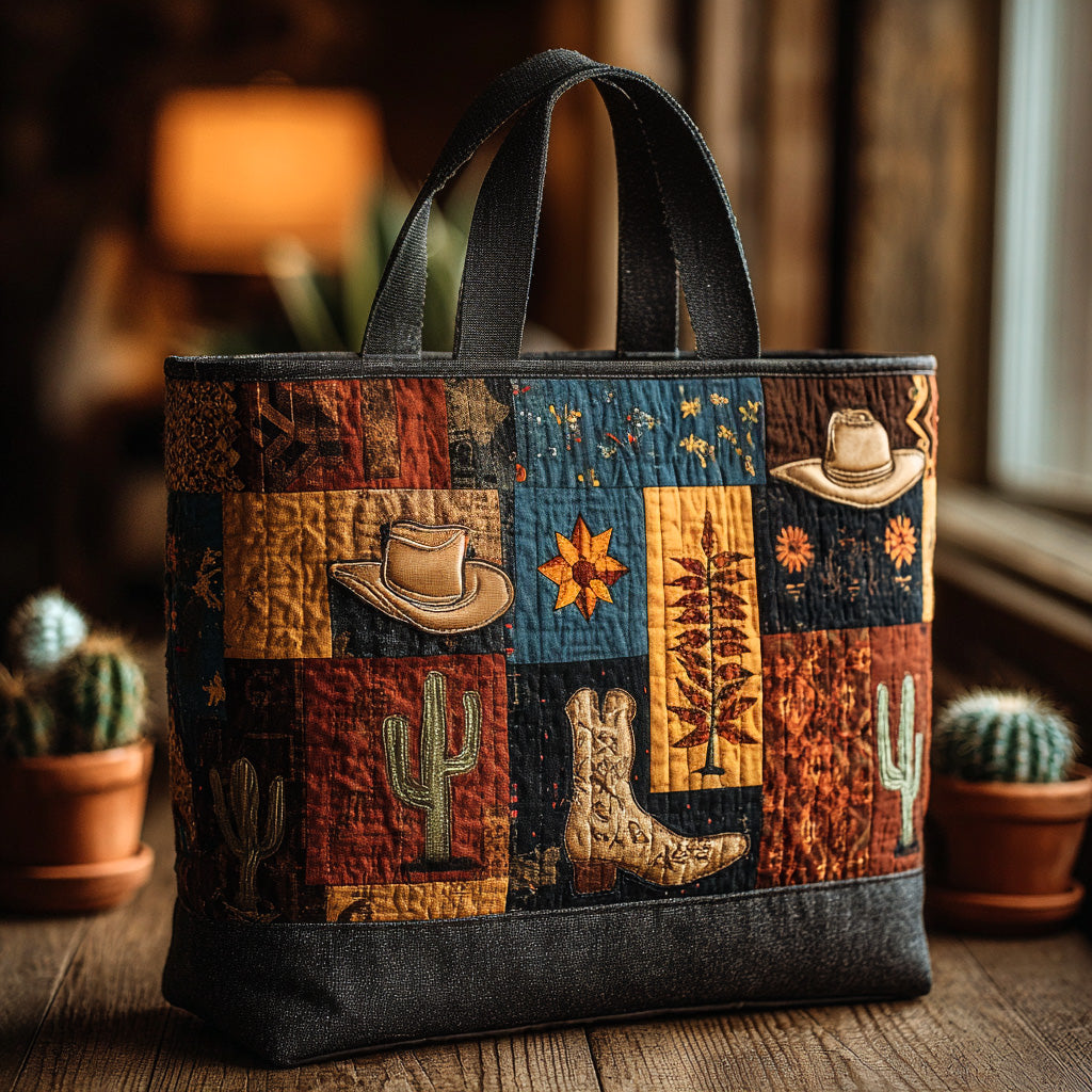 Saddle Up Style Quilted Tote Bag Cactus Birthday Gift