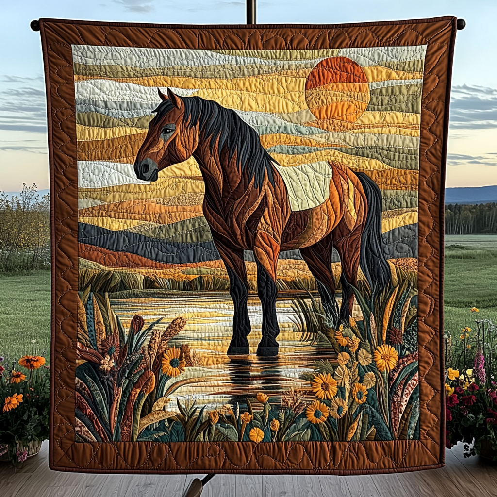 Saddleback Sunrise Quilted Blanket Great Gifts For Horse Lovers