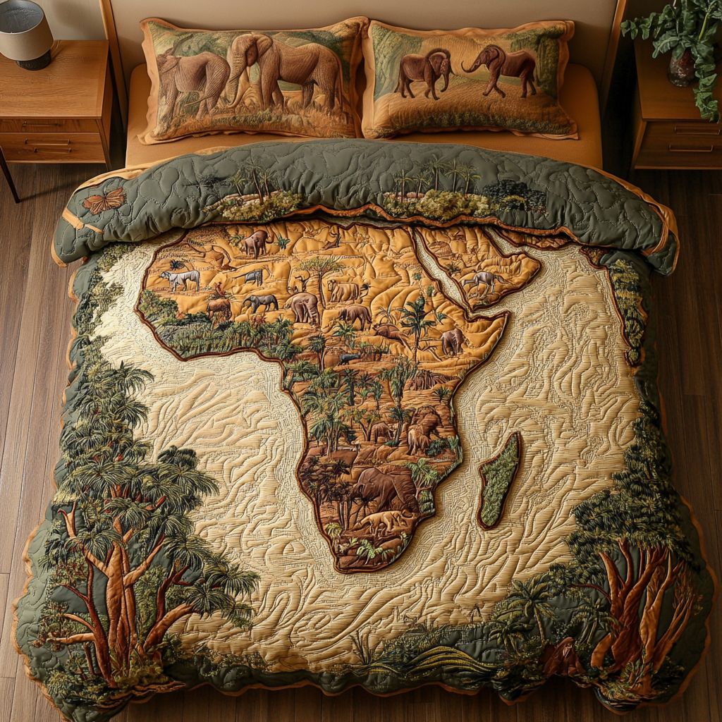 Safari Bliss Quilted Bedding Set Bed Room Decoration African American Gifts For Her